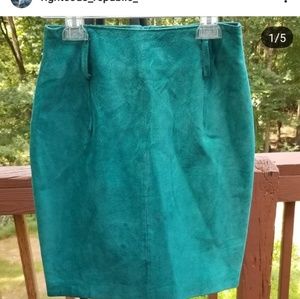 Vintage green suede skirt